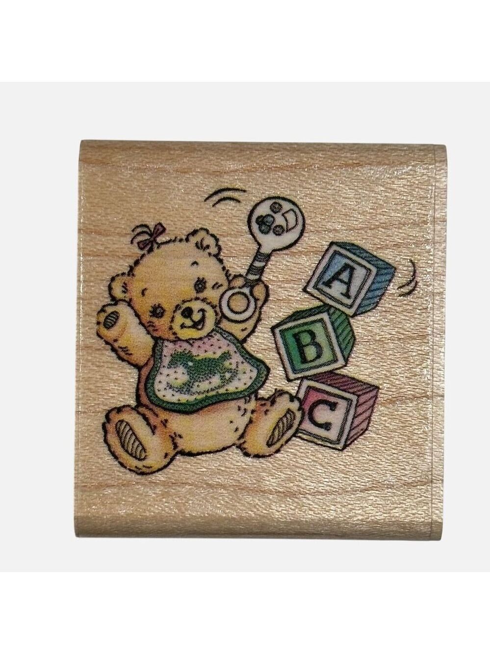 Rubber Stampede Baby Bear ABC Blocks Wood Mounted Rubber Stamp Nursery Art A791C
